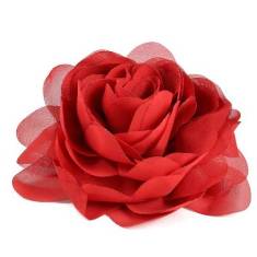 E6042 Red Floral Brooch Clip Applique 5"