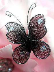 MR021 Choose Size Black Organza Jewel Butterfly Embellishment