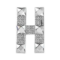 E1327H  Rhinestone Letter Applique H Iron On Patch Crystal 2.5"