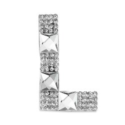 E1327L  Rhinestone Letter Applique L Iron On Patch Crystal 2.5"