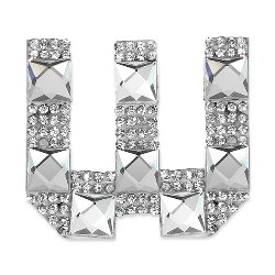 E1327W  Rhinestone Letter Applique W Iron On Patch Crystal 2.5"