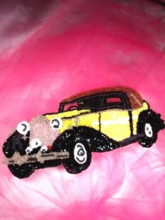 LC1433 Rolls Royce Car Beaded Sequin Applique 8.25"
