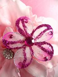 MR020 Choose Size Fuchsia Organza Jewel Floral Embellishment