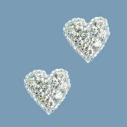 XR136 Set of ( 2 ) Heart Crystal Beaded Rhinestone Appliques .75"