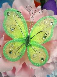 MR021 Choose Size Apple Green Organza Jewel Butterfly Embellishment