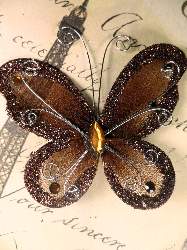 MR021 Choose Size Bronze Organza Jewel Butterfly Embellishment