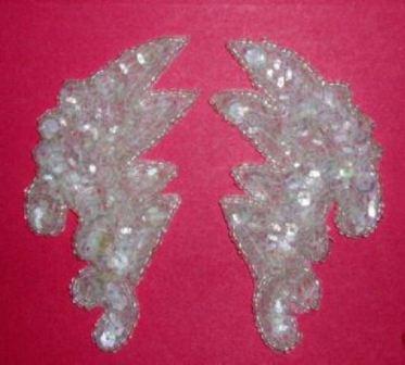 K8256   Crystal AB Mini Claw Pair Sequin Beaded Appliques 3.5"