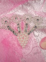 MS57 Silver Pearl Crystal Rhinestone Applique 3.5"