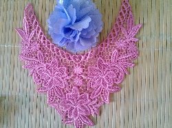 GB50 Bright Pink Floral Collar Yoke Bodice Embroidered Flower Applique 7.5"