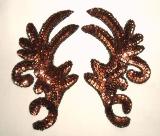Bronze Claw Mirror Pair  6.75" Sequin Beaded Applique K8101