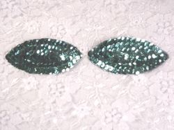 K8263  Set of ( 2 )  Teal Eye Pair Sequin  Appliques  2.5"