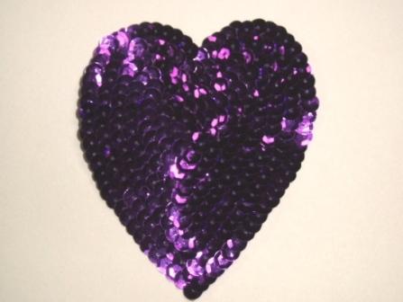 K8395   Purple Heart  Sequin Applique 3.5"