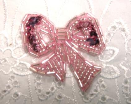 T8623  Mauve Bow Sequin Beaded Applique 2"