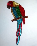 Parrot Sequin Beaded Applique MULTI K8746A Bird