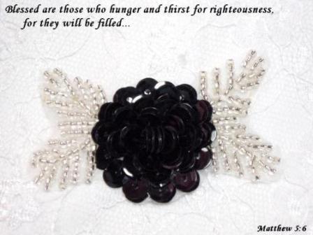 A0211E  Black Silver Floral Sequin Beaded Applique 2.25"