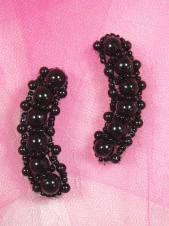 A0460 Black Beaded Mirror Pair Appliques 2"