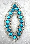 Turquoise & Silver Rhinestone Jewel Eye Applique 1.25" A0474B