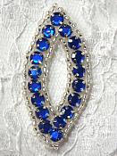 A0474B  Blue Silver Rhinestone Jewel Eye Applique 1.25"