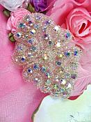 ACT/0477  Cinderella Aurora Borealis Crystal AB Rhinestone Beaded Applique 3"