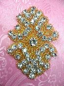 ACT/0477 Gold Backing Cinderella Genuine Rhinestone Beaded Applique 3"