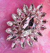 TS114 Silver Crystal Clear Rhinestone Applique Embellishment 8.5"