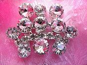 TS114 Silver Crystal Clear Rhinestone Applique Embellishment 8.5"