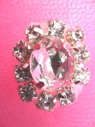 ACT/TS132  Floral Silver Beaded Crystal Rhinestone Applique 1"