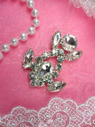 ACT/XR163A  Silver Crystal Rhinestone Applique Embellishment 2"