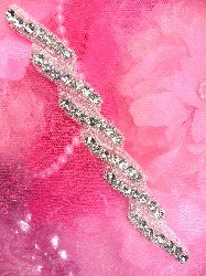 ACT/XR220C Rhinestone Applique Silver Beaded Crystal 7.5"