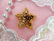 Star Applique 1 Inch Gold Sequin Beaded Patch Iron On Petite (ACT/XR359-gl)