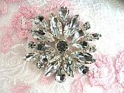 ACT/GB527 Rhinestone Floral Applique Glass Stone Applique 1.5" (GB527)