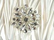 ACT/GB527 Rhinestone Floral Applique Glass Stone Applique 1.5" (GB527)