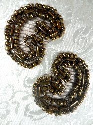 ACT/XR103/B Set of ( 2 ) Curled Bronze Beaded Appliques 1.25"