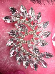 ACT/XR120 Marquise Swirl Crystal Rhinestone Applique Embellishment 2.75"