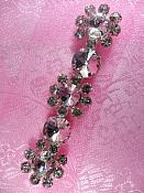 ACT/XR97/C  Three Flower Rhinestone Silver Setting Applique 3.75"