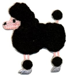 C721005  Chenille Iron on Black Poodle Dog Embroidered Applique 2.5"