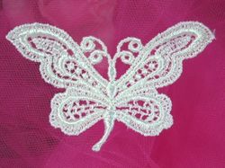 F9   White Venise Lace Butterfly Applique 3"