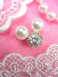 Act/N26 Mickey Ears Crystal Rhinestone Metal Back Pearl Mouse Embellishment Accents .5"