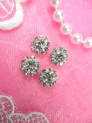 ACT/N27 Set of ( 4 ) Mini Flower Crystal Rhinestone Metal Back Embellishment Accents .25"