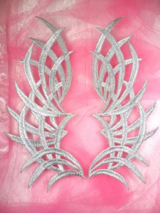 GB370 Embroidered Appliques Silver Mirror Pair Patch 9.5"