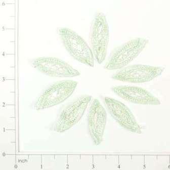 E5566  Set of ( 10 )  Light Green Crochet Leaf Appliques