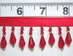 RMC1-RD-21 (REMNANT) Red Teardrop Beaded Fringe Sewing Trim