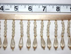 RMC2  28"Ivory Teardrop Beaded Fringe Sewing Trim