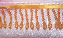 REMNANT  Yellow Gold Teardrop Beaded Fringe Sewing Trim 26" (RMC2-yl)
