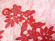 Embroidered Floral Applique Mirror Pair Brick Red Clothing Patch Craft Motif 10" (BL106X)