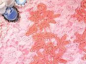 Embroidered Floral Applique Mirror Pair Coral Clothing Patch Craft Motif 10" (BL106X)