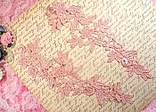 Embroidered Floral Applique Mirror Pair Peach Pink Clothing Patch Craft Motif 10" (BL106X)