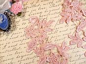 Embroidered Floral Applique Mirror Pair Peach Pink Clothing Patch Craft Motif 10" (BL106X)