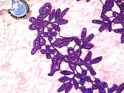 Embroidered Floral Applique Mirror Pair Purple Clothing Patch Craft Motif 10" (BL106X)