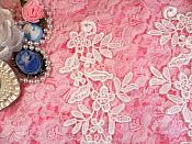 Embroidered Floral Applique Mirror Pair White Clothing Patch Craft Motif 10" (BL106X)